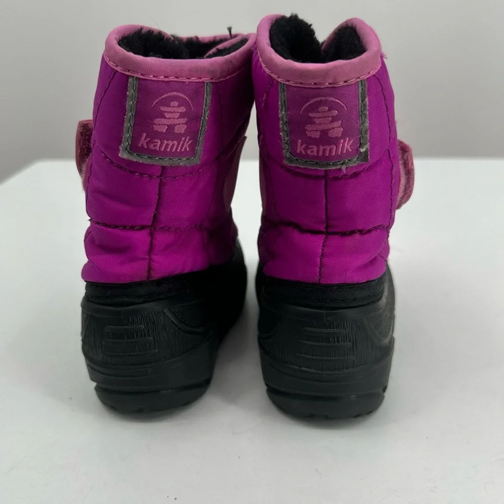 Kamik Pink Black Kids Winter Snow Boots Girls Baby 6 - Picture 3 of 7